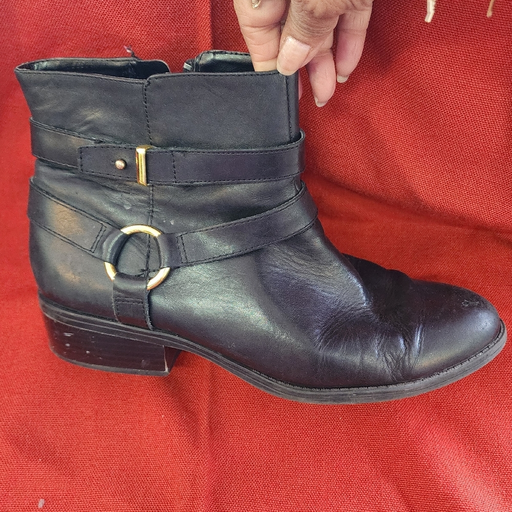 RL black leather booties